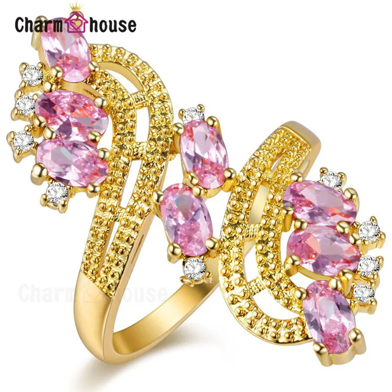 Gold Color Long Rings for Women Fashion Luxury Jewelry Accessories