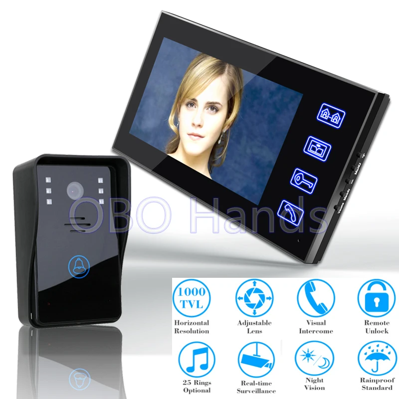 

Best 7'' Color Video door phone Intercom Doorbell System Touch Button Remote Unlock Night Vision Security CCTV Camera 816A11