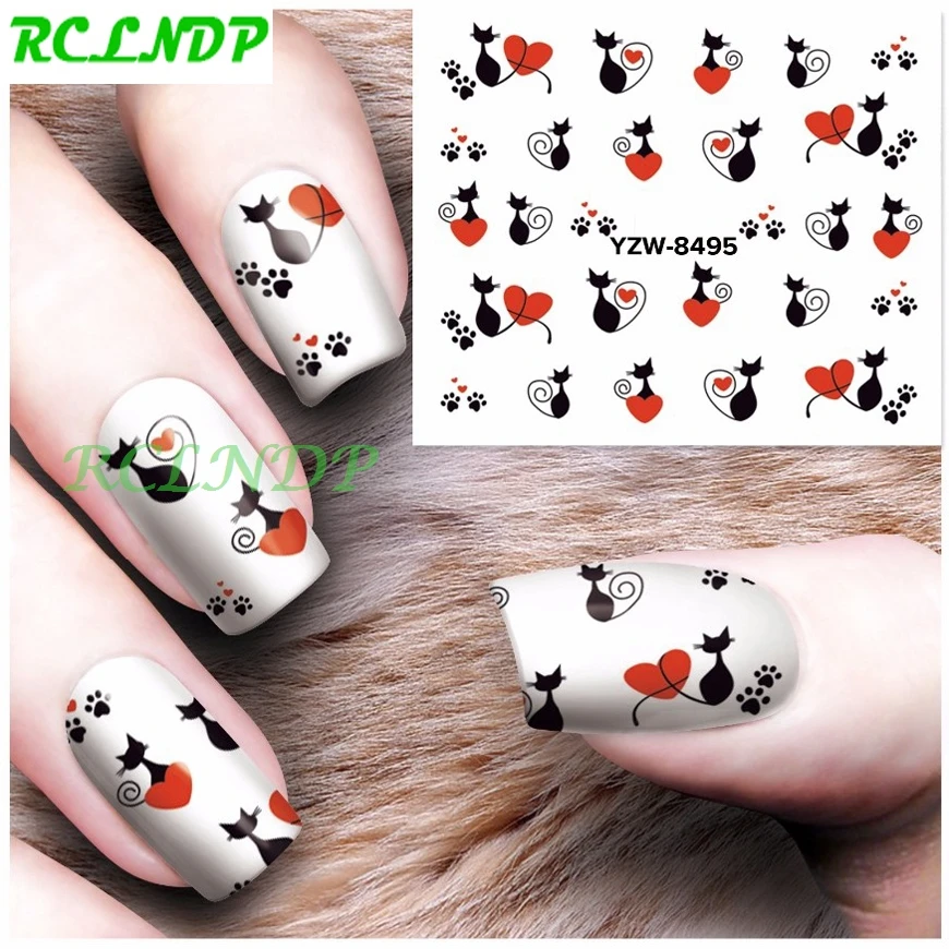 

Water sticker for nails art decoration sliders lovely cats footprint stickers adhesive nail design decals manicure accessoires