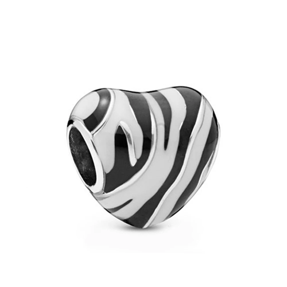 

SIENTO 100% 925 Sterling Silver 2019 Summer New 798056ENMX Wild Stripes Charm Heart Beaded Fit Women's Bracelet Jewelry
