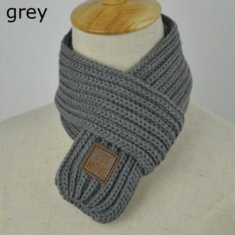 Модный детский вязаный зимний теплый шарф с воротником, шейный платок для маленьких девочек, популярный шарф для взрослых - Цвет: Grey