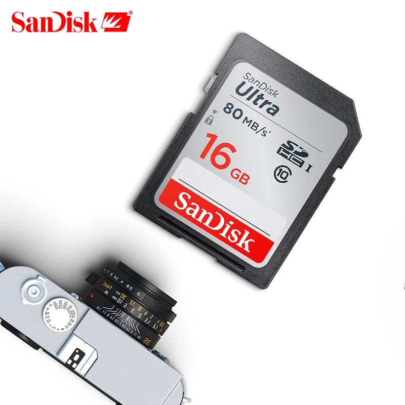 Двойной Флеш-накопитель SanDisk Ultra 32 Гб оперативной памяти, 16 Гб встроенной памяти, 64 ГБ, класс 10 SD карта SDHC/SDXC карты памяти SD карты 128 ГБ 80 МБ/с. для Камера Поддержка официальный проверки