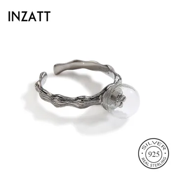

INZATT Real 925 Sterling Silver Thai Silver Glass bulb Flower Adjustable Ring Fine Jewelry For Women Accessories