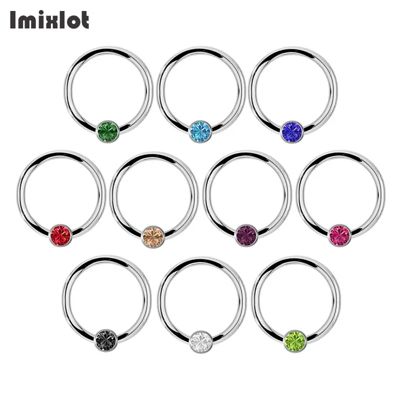 

1PC Titanium Crystal Ear Septum Piercing Nose Ring Gem Ball BCR Piercings CBR Helix Tragus Labret Rings Piercings Body Jewelry