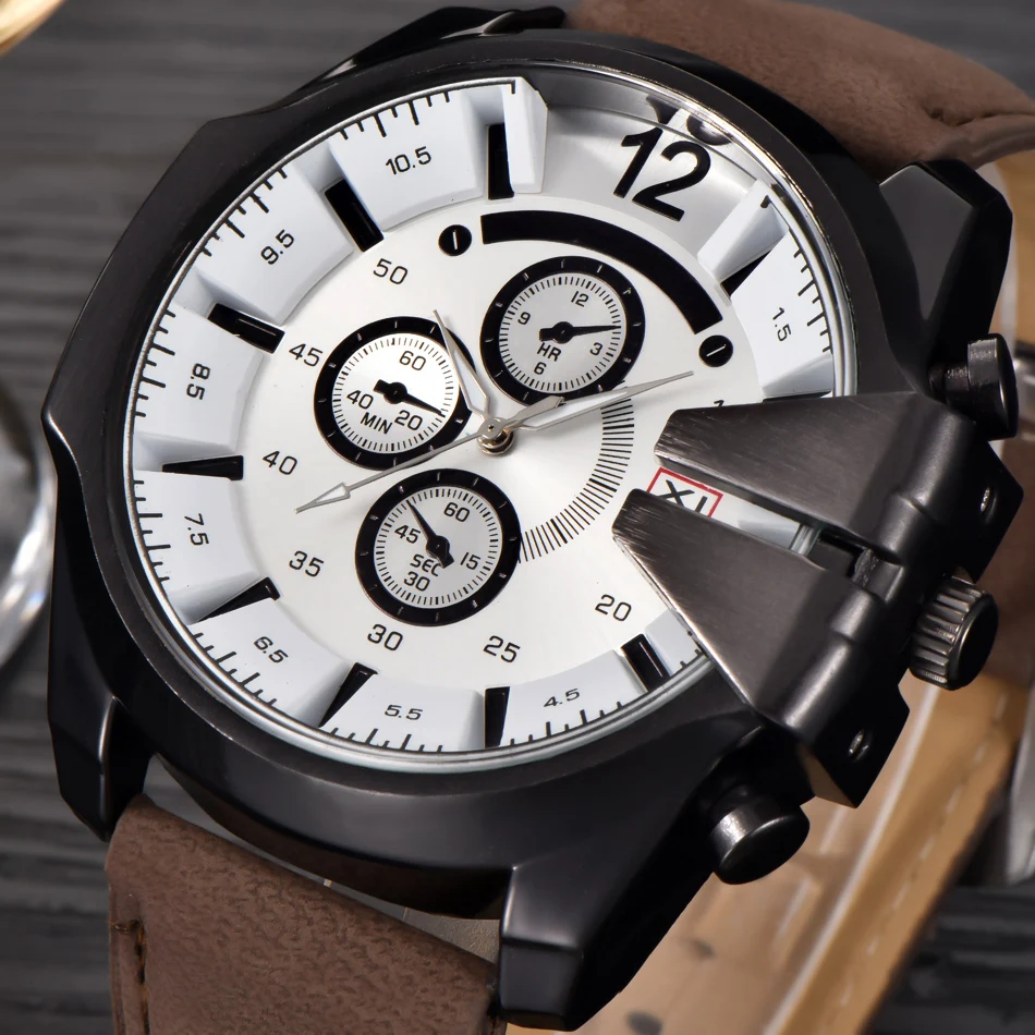 

2016 Luxury Brand XINEW Military Watches Men Quartz Analog Clock Leather Clock Man Sports Watches Army Watch relogios masculino