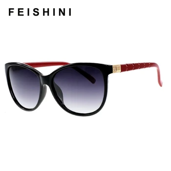 

Feishini Luxury Polaroid UV400 Sun Glasses Cat Eye Elegant Checked Sexy Advanced Gradient Sunglasses Women Polarized Vintage