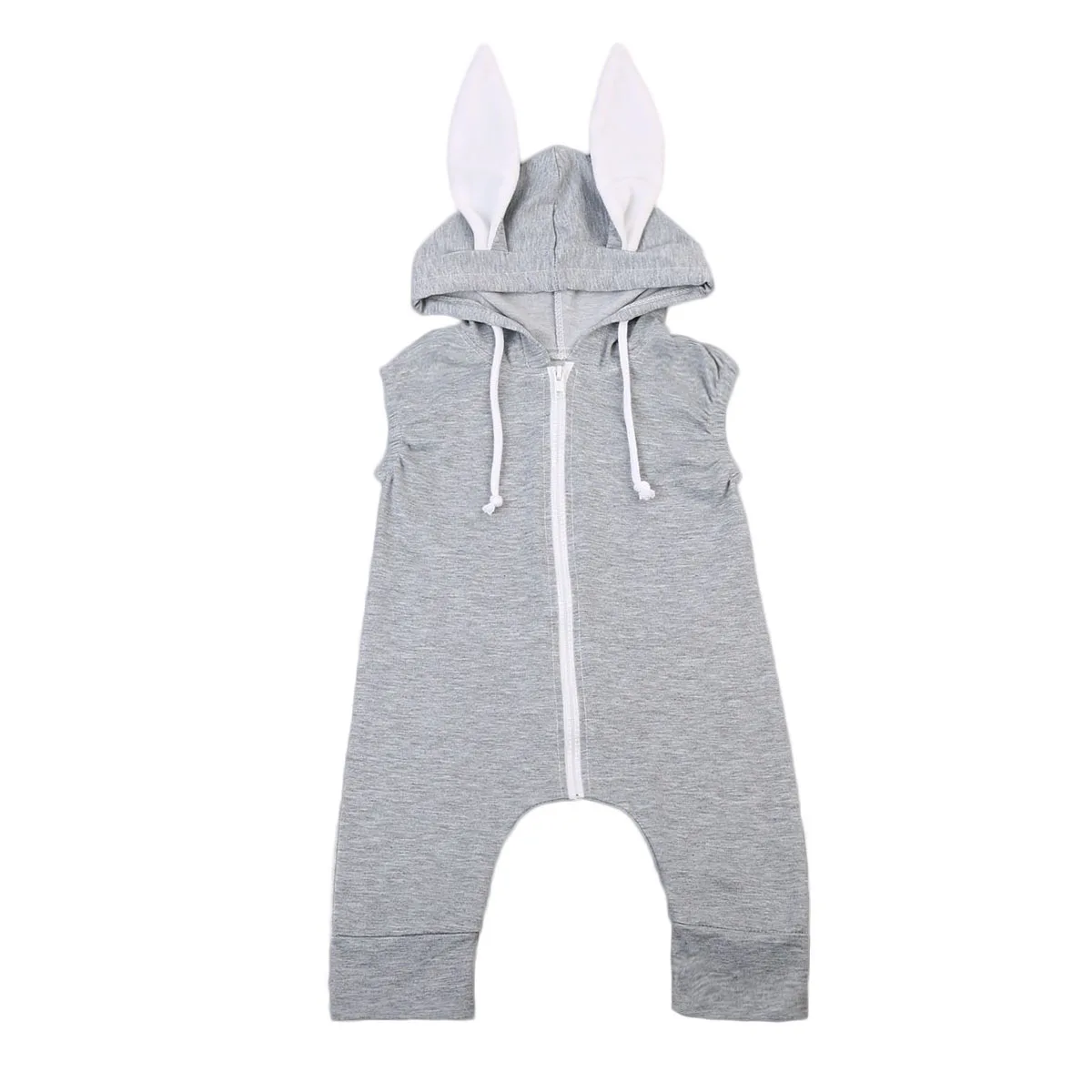 Одежда для новорожденных, комбинезон с кроликом для маленьких мальчиков и девочек, комбинезон без рукавов с капюшоном, летняя одежда