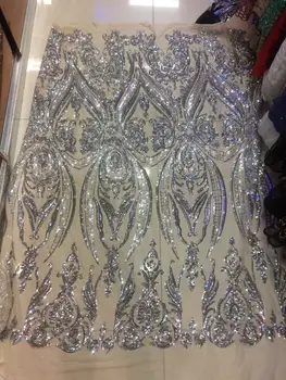 

2017 Latest Grey African French Lace net Fabric High Quality Nigeria Lace Fabric For Wedding sequins fabric