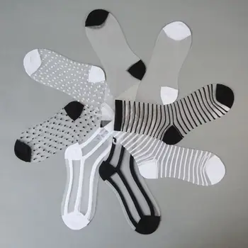 

2019 New Fashion Ultrathin Transparent Crystal Lace Elastic Women Ladies Socks