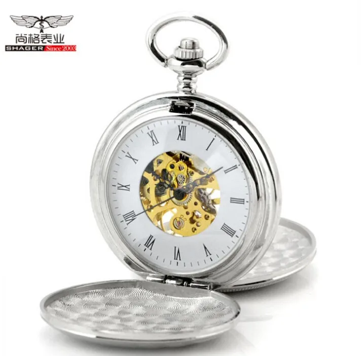 

20pcs/lot Antique Silver Double Openable Case Mechanical Men Pocket Watch