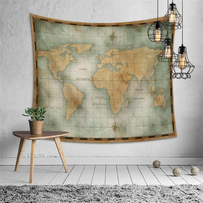 Карта мира гобелен на стену Мандала богемский гобелен пейзаж настенные наклейки для квартиры интерьер шаль бросок - Цвет: A115-C5