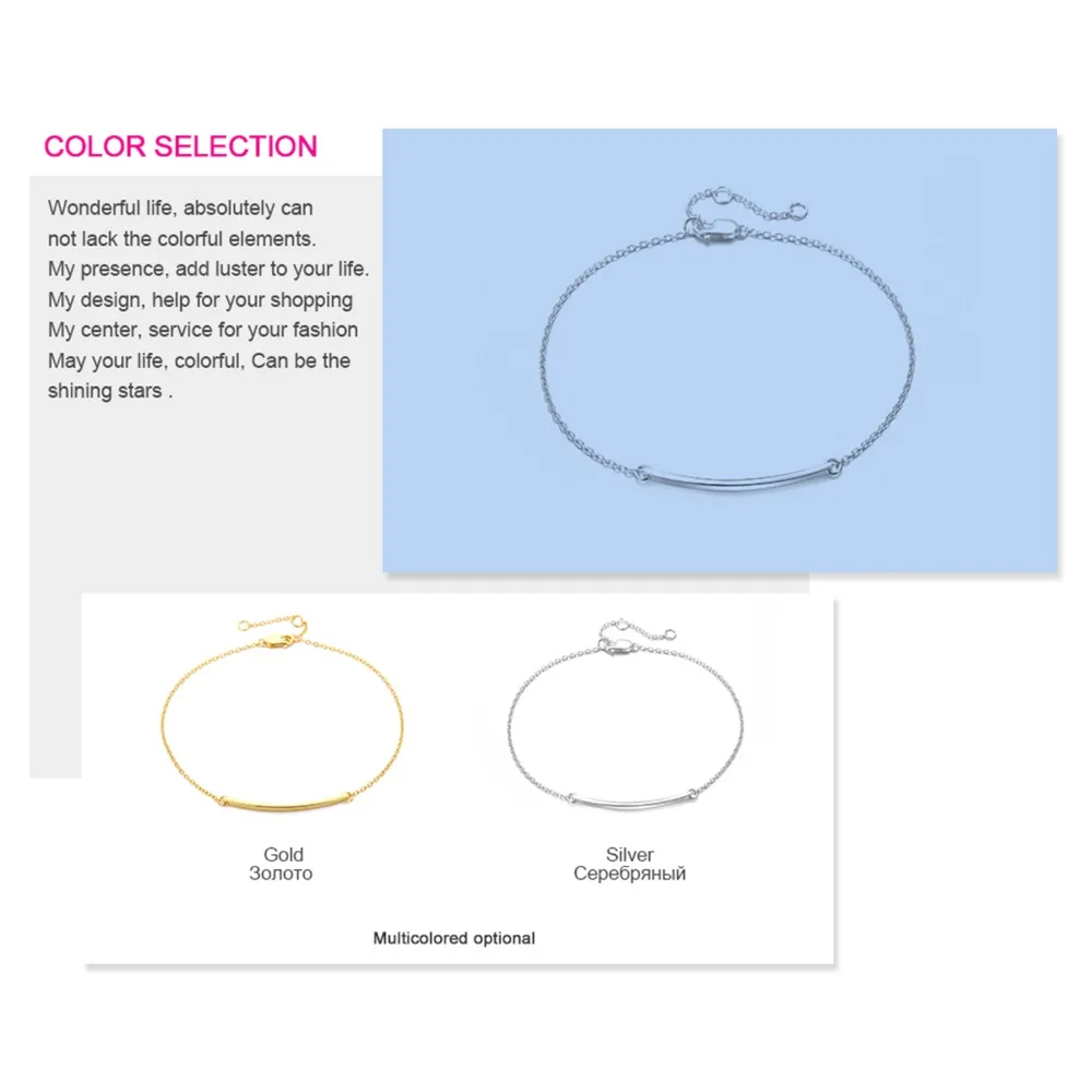 e-Manco Thin Long Stick Bracelets 925 Sterling Silver Geometry Charm Bracelet For Women Fine Jewelry Simple Chain Link Bracelets