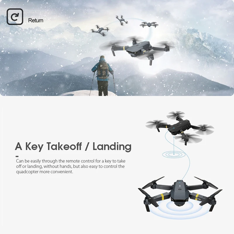 Eachine E58 WIFI FPV con gran angular cámara HD 1080P Modo de retención de altura brazo plegable RC Quadcopter Drone X dron Pro RTF para regalo - 5