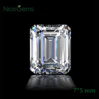 

NiceGems 1.01CTW Emerald Cut Moissanite Gemstone 7*5mm EF Color Loose Stone Lab created Moissanits For Rings Jewelry Making