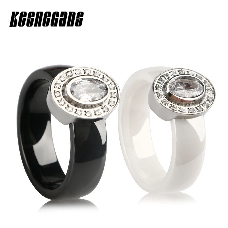 Black White Ceramic Rings Stainless Steel Rings Shining Big Cubic Zircon Unique Fashion Jewelry Rings For Women Lady Best Gifts Black White Ceramic Rings Stainless Steel Rings Shining Big Cubic Zircon Unique Fashion Jewelry Rings For Women Lady Best Gifts