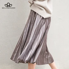 Heydress Осенняя женская новая модная юбка винтажная Женская плотная плиссированная юбка Милая плиссированная юбка до середины икры с высокой талией