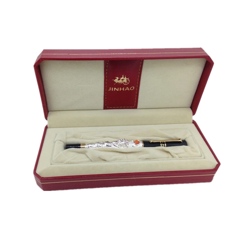 ФОТО Free Shipping Pens Jinhao Golden Ancient Dragon Emboss Ballpoint Pen with Original Box
