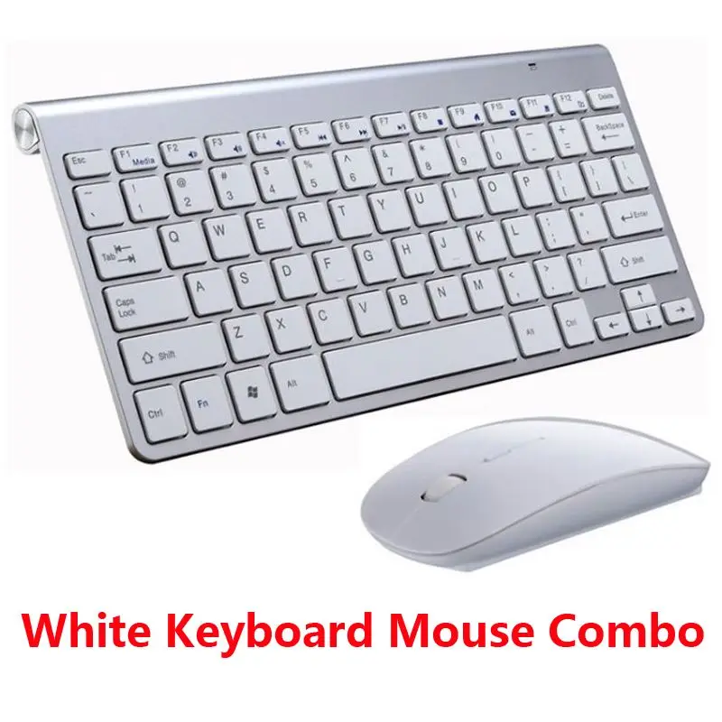 2,4G Портативная мини беспроводная клавиатура для Mac Настольный ПК ноутбук ТВ мультимедийный компьютер беспроводная клавиатура мышь комбо набор - Цвет: White Keyboard Mouse