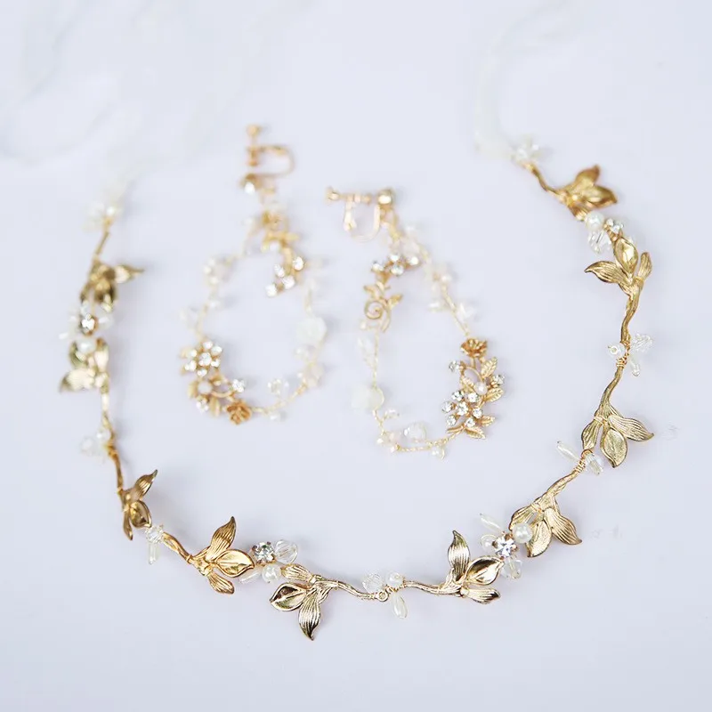 Jonnafe Boho сусальное золото повязка для волос диадема невесты серьги жемчугом