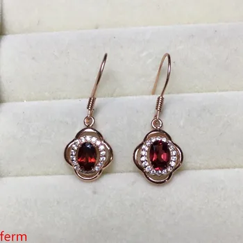 

KJJEAXCMY fine jewelry 925 Pure silver Madagascar garnet with high quality fire color and beautiful female ear nail
