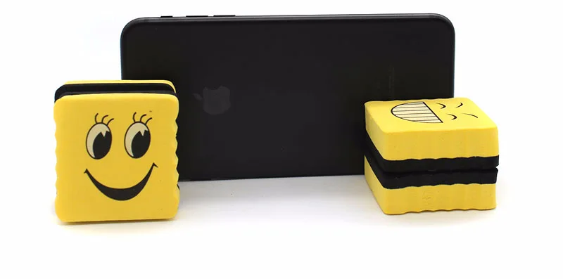 1 шт. желтый улыбающееся лицо EVA губка Магнитный спонж для доски квадратный мультфильм выражение стираемая доска очиститель маркера