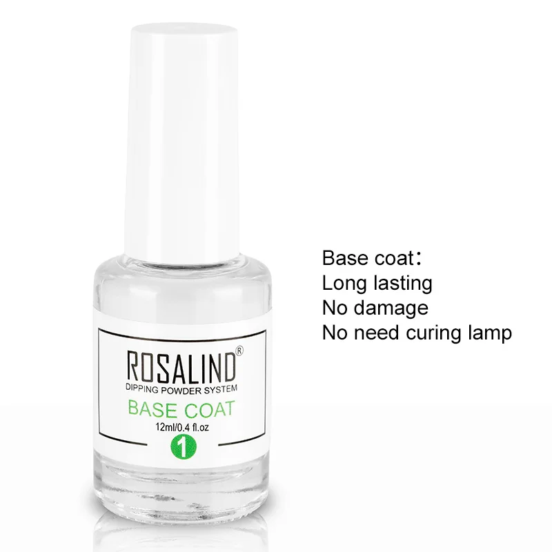 ROSALIND 3 в 1 акриловый погружной порошок для ногтей розовый резной гель для наращивания ногтей Дизайн ногтей маникюр DIY украшения погружающийся порошок - Цвет: Base coat