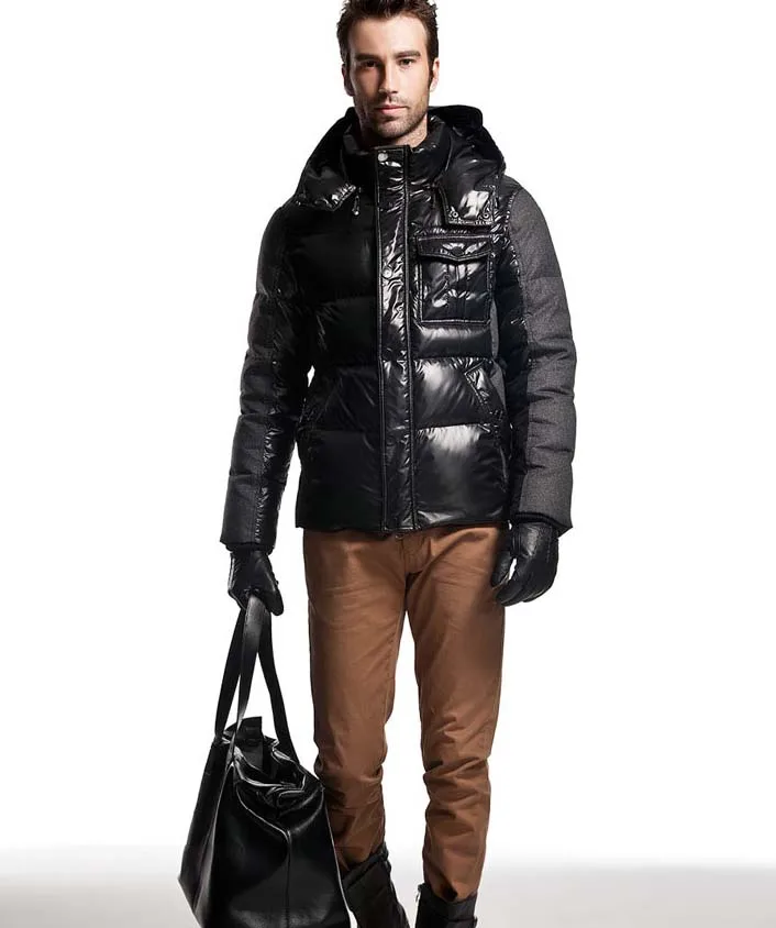Clearance 2017 men's duck down overcoat warm thick parkas short jacket motorcycle biker male dam effzett reiserute