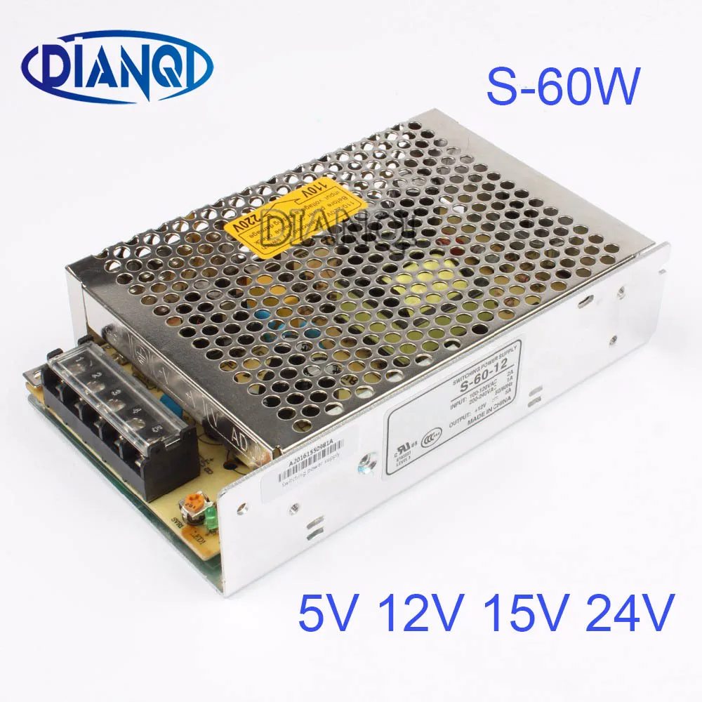 S-60-12 power suply 60w 12V 5A ac to dc 5V 24V 15V блок питания преобразователь Переключатель с