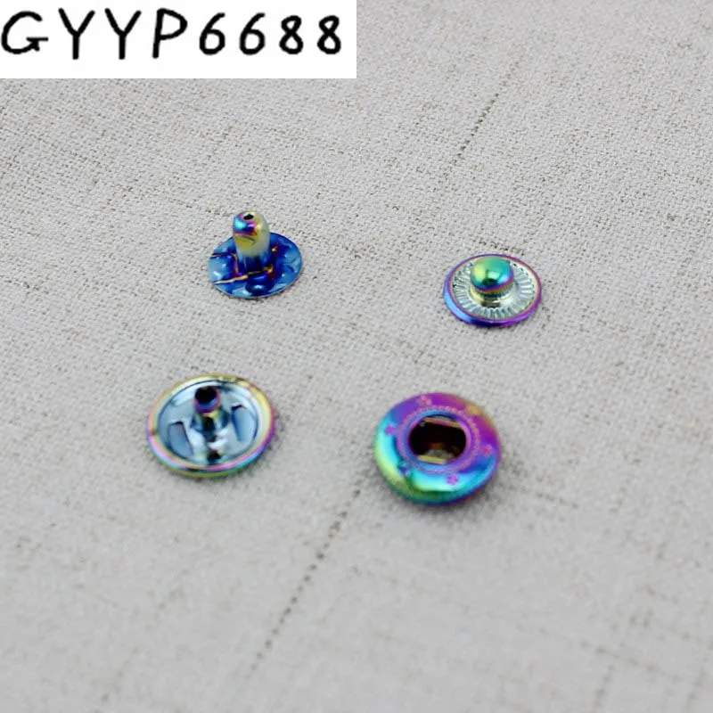 

10sets High quality Rainbow bag button metal snap button no Sewing Press Studs Buttons Snap Fastener