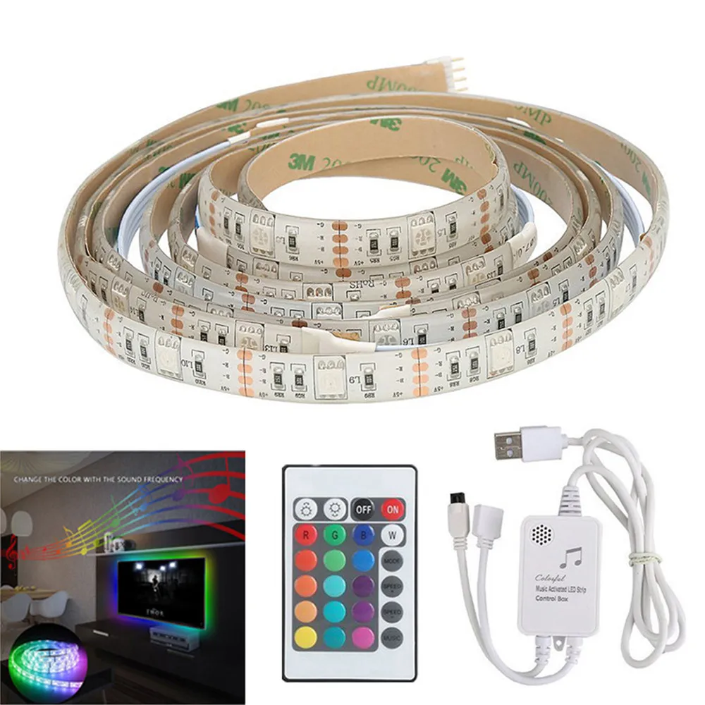 Светодиодный светильник s tv задний 2 м 5 В USB 5050 RGB изменяющий цвет с музыкой IP65
