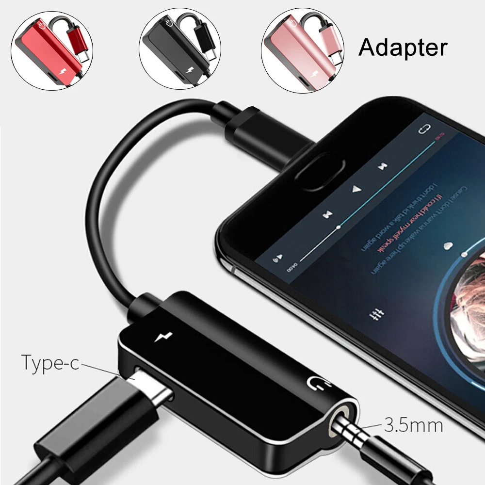 

3 in 1 USB Type-c Adapter to Jack 3.5 mm Headphone + Type C Charging Converter for Xiaomi Mi 8 6 Huawei P20 Leeco Audio Adaptor