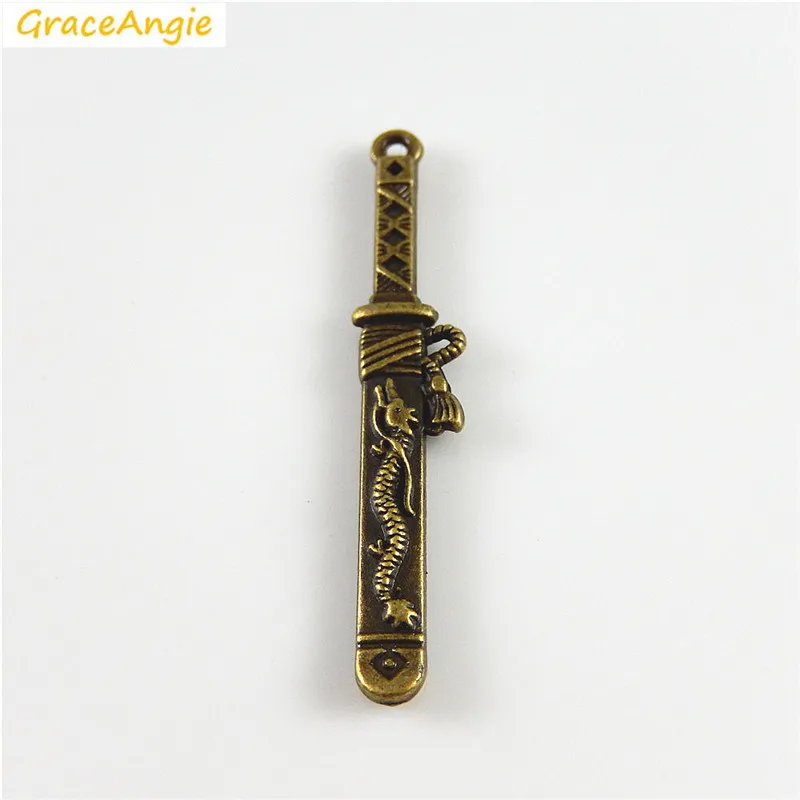 Винтажная бронзовая заколка для волос GraceAngie 20 шт. в форме меча с драконом