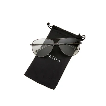 

New fashion glasses ladies men's black frame color change polarized sunglasses titanium alloy metal brand sunglasses