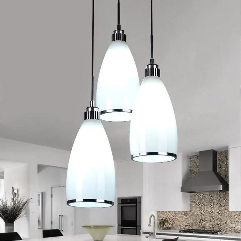 Простая Современная Люстра для ресторана люстра столовой из молочного стекла с