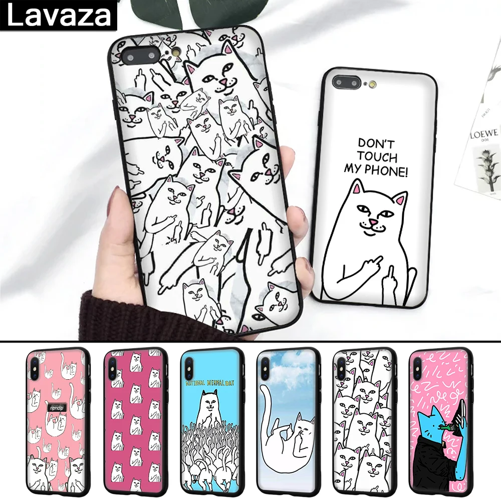 

Lavaza Fashion Cute Funny Cat Printed Silicone Case for iPhone 5 5S 6 6S 7 8 Plus X XR XS Max