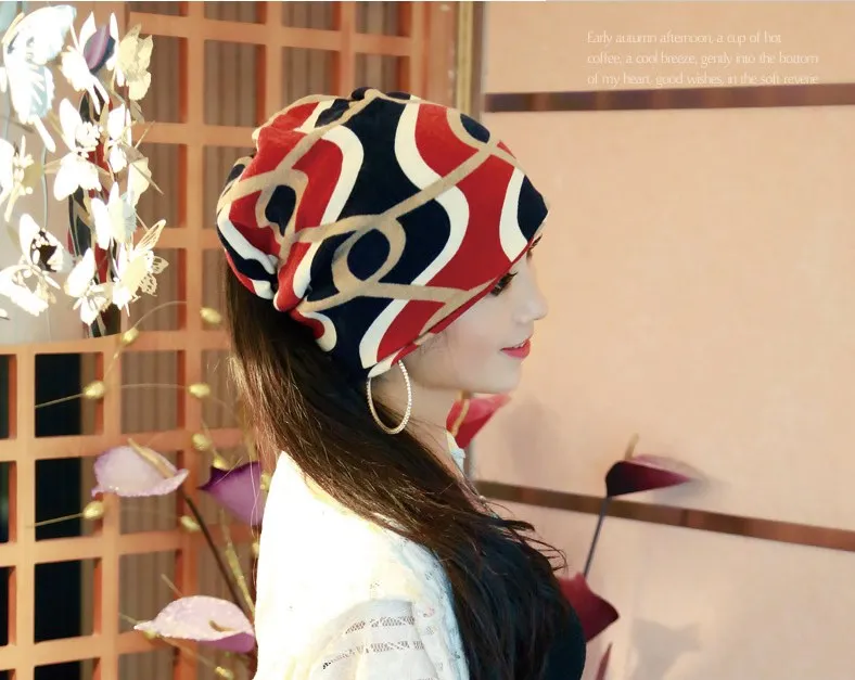 1 шт., Корейская версия новых женских круглых головных уборов, шапка, головной убор, двойной теплый в полоску, весна-осень, Skullies& Beanies - Цвет: red circle