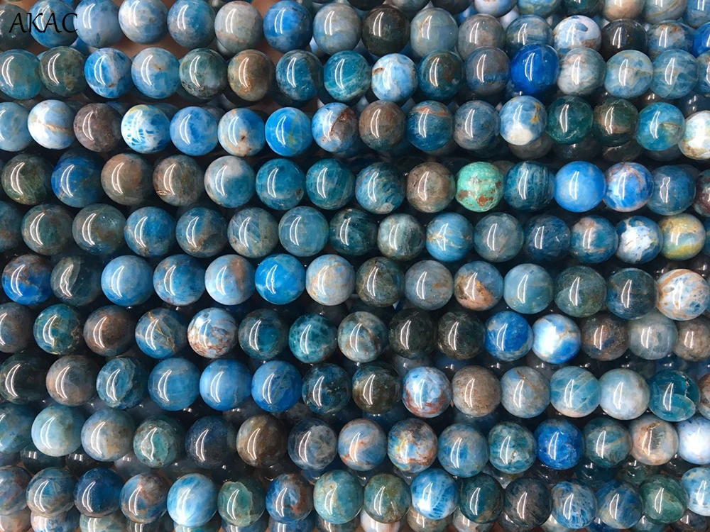 Натуральные дешевые цены Синий Апатит 4 мм, 6 мм, 8 мм каменные бусины для изготовления полудрагоценных камней