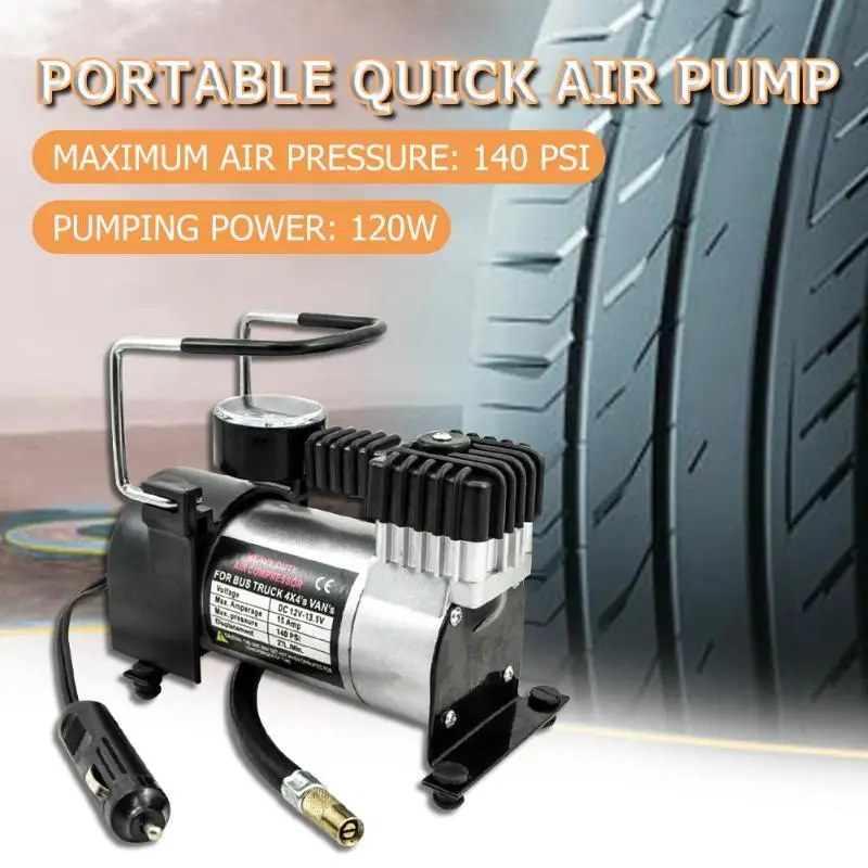 12 В портативный насос для автомобильных покрышек воздушный компрессор 140PSI Электрический надувной насос для TIROL обеспечивает 140 Psi давление