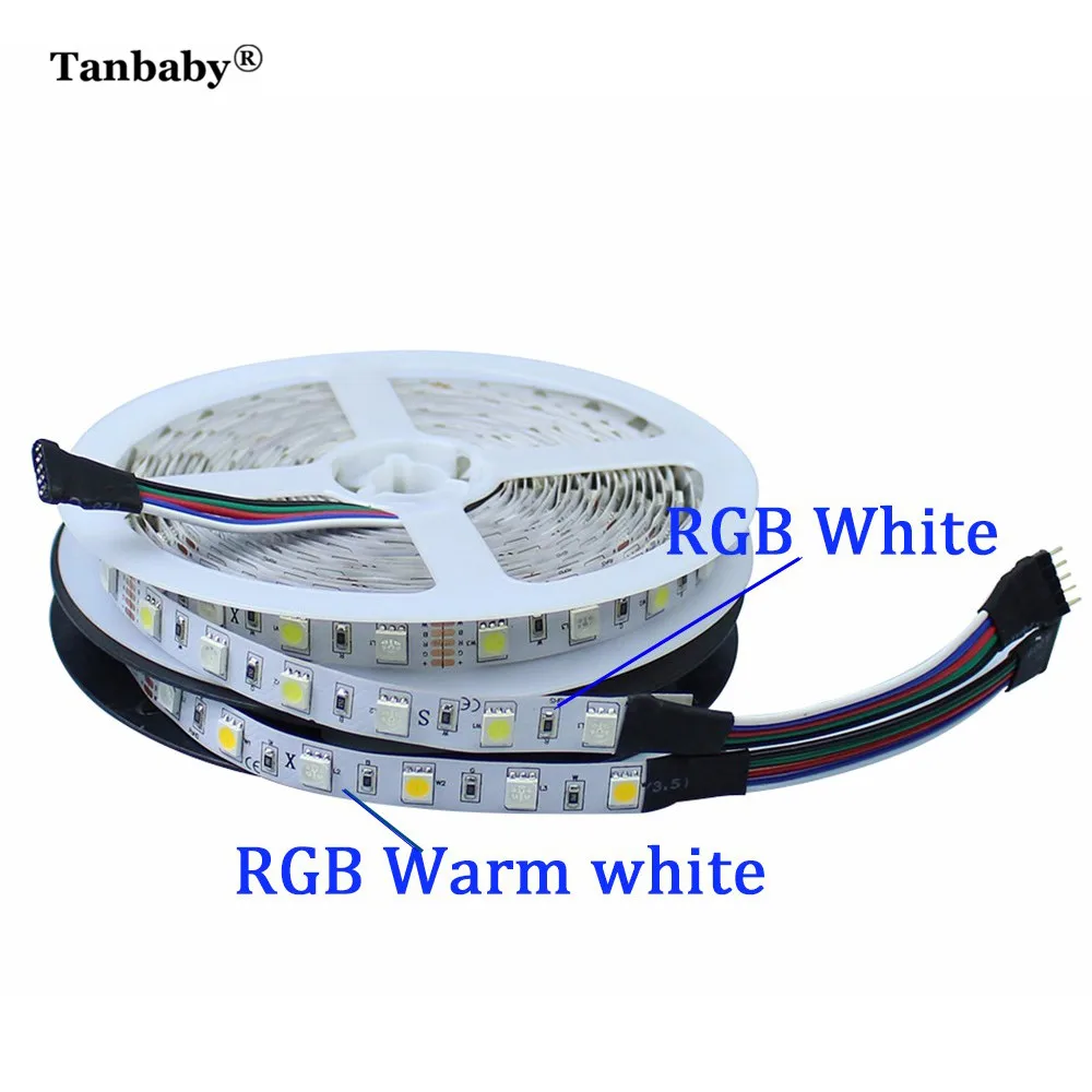 Tanbaby 5 м/Roll SMD 5050 RGBW RGBWW Светодиодные ленты свет DC12V не Водонепроницаемый + 12V2A ЕС Мощность адаптер + ИК-пульт дистанционного управления