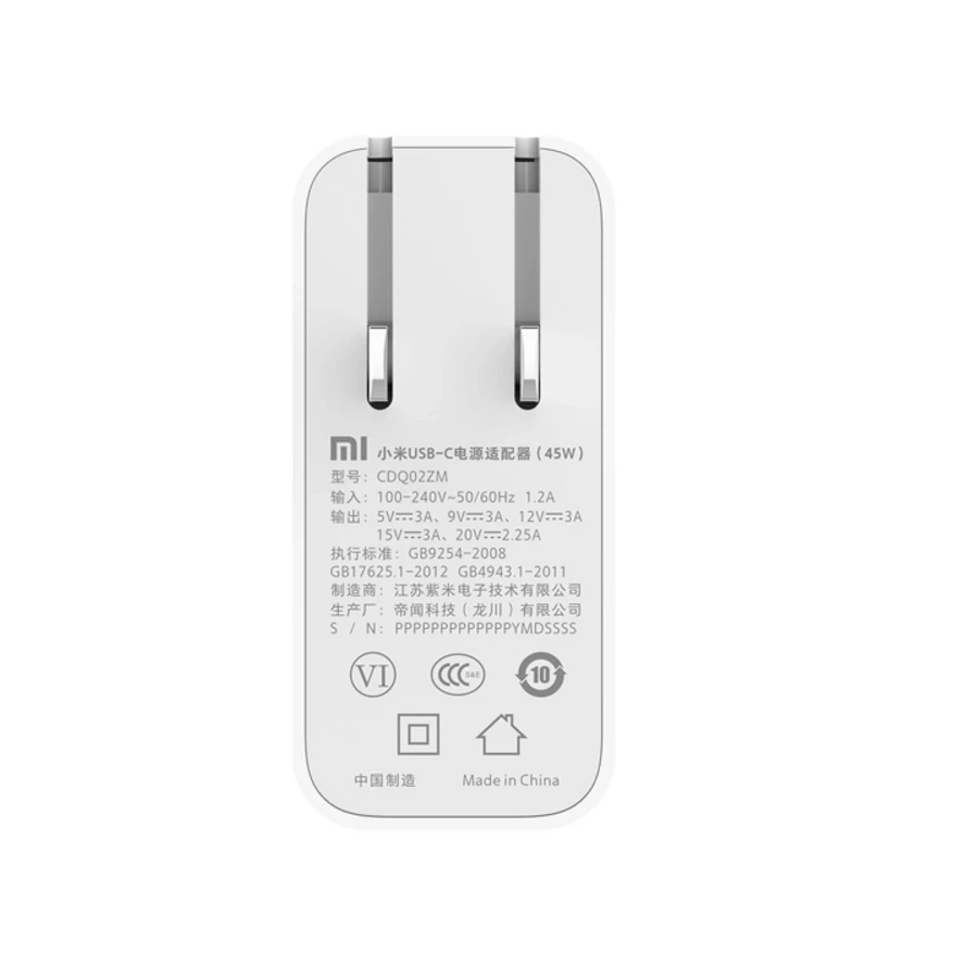 Адаптер питания Xiaomi Type C Φ (45 Вт) 5 в 9 12 В 15 3A 20V 2.25A PD2.0 QC3.0|usb-c power adapter|xiaomi adapterxiaomi adapter |