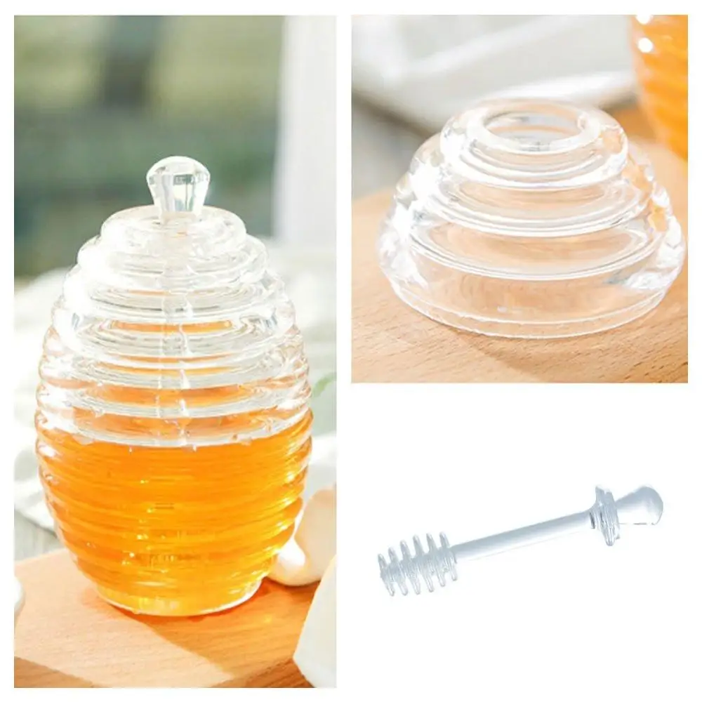 

Honey Jar, 265ML Clear Beehive Jam Jar Honey Pot with Dipper and Lid, 9 OZ