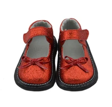 Zapatos de las muchachas del brillo de bling bling zapatos mary jane suela plana con bowtie venta de navidad niñas zapatos rojos de la boda de la chispa