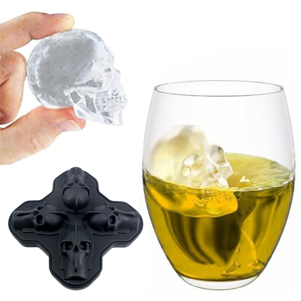 Aihogard 3D Silicone Skull Ice Cube Molds Whiskey Drink Ice Ball Ice