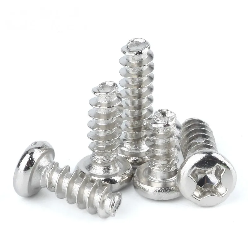

100PCS M2.6 M3 Round Head Flat Tail Self-tapping Screws Nickel-plated Cross Recessed Pan Head Tapping Screws