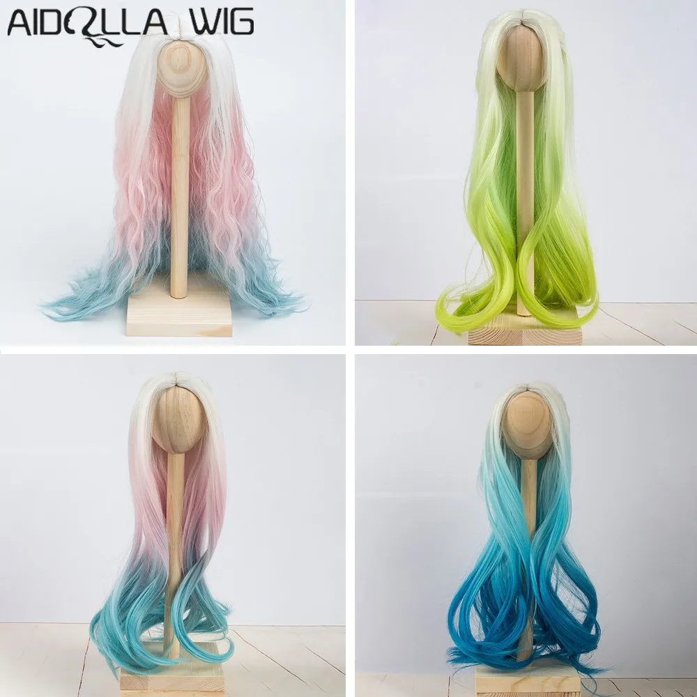

Doll Wigs Hair Heat Resistant Synthetic Wire Long Afro Curly White Pink Green Blue Ombre Color Wigs for 1/3 1/4 1/6 BJD/SD Dolls
