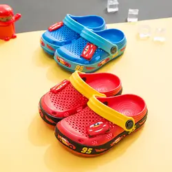 2019 детские тапочки disney, летние домашние Нескользящие тапочки с мультяшным автомобилем для мальчиков и девочек, европейские размеры 24-35