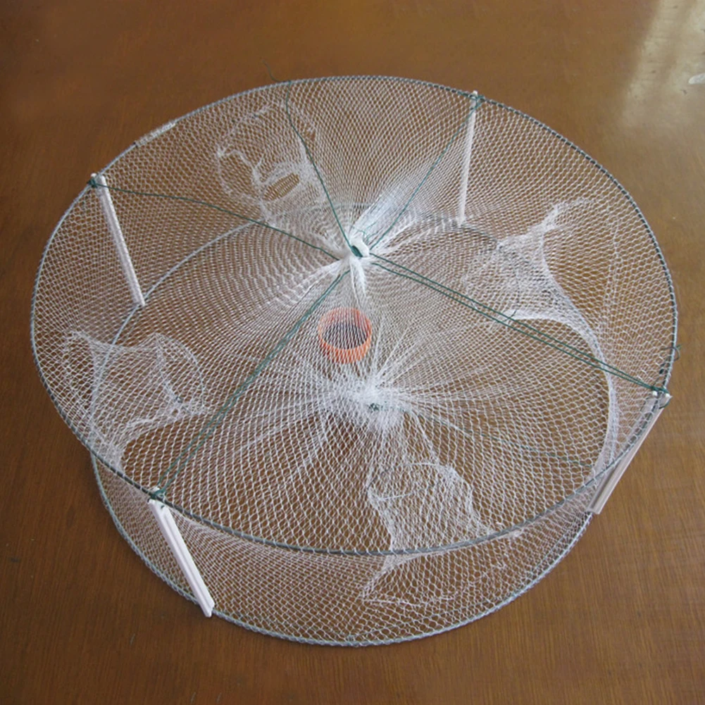 33*12cm Portable Foldable 4 Holes Round Fishing Shrimp Trap Net Polyester Fish Minnow Crab Baits Cast Mesh | Спорт и развлечения