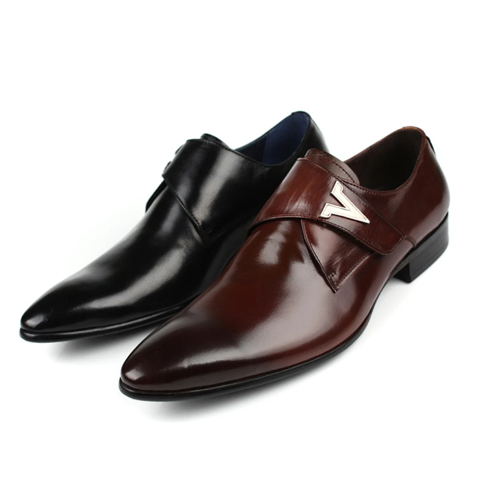 Men genuine leather dress shoes for office men career dress shoes pure ...