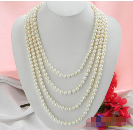 

Free shipping >>>>>>p2051 100" 8MM white ROUND FRESHWATER PEARL NECKLACE