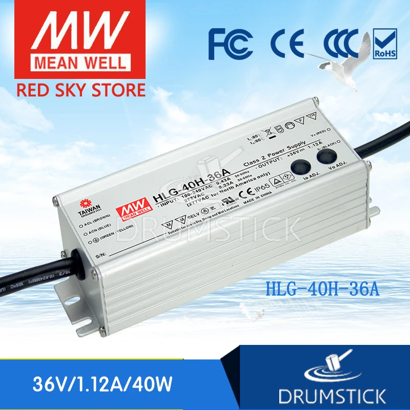 

MEAN WELL HLG-40H-36A 36V 1.12A meanwell HLG-40H 36V 40.32W Single Output LED Driver Power Supply A type